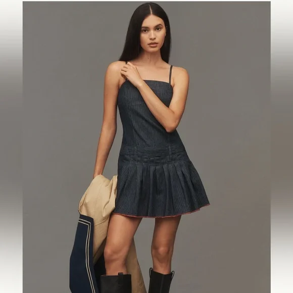 Pilcro Sleeveless Pleated Denim Romper - Picture 1 of 5